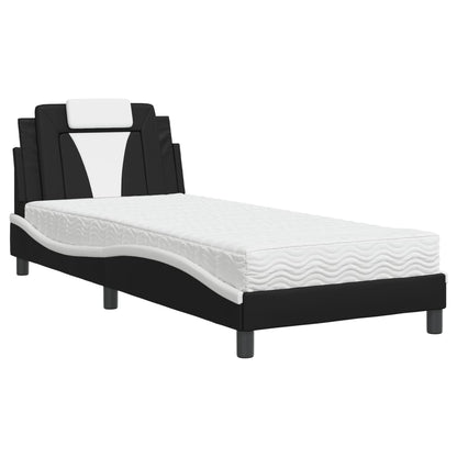 Bed Met Matras Kunstleer Zwart En Wit 90X200 Cm
