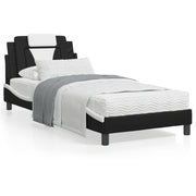 Bed met matras 90x200 cm kunstleer zwart wit