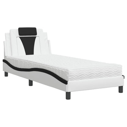 Bed Met Matras Kunstleer Zwart En Wit 90X200 Cm