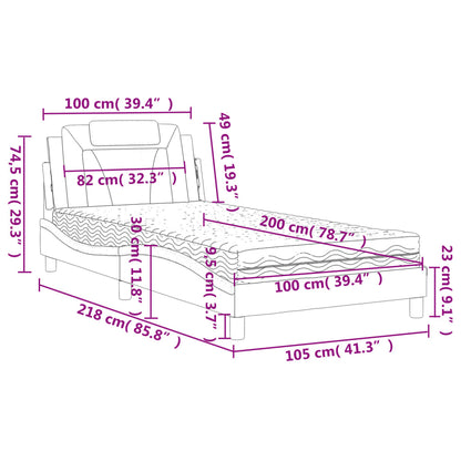Bed Met Matras Kunstleer Zwart 100X200 Cm