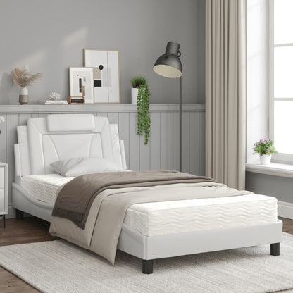 Bed Met Matras Kunstleer Wit 100X200 Cm