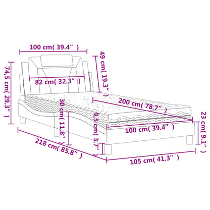 Bed Met Matras Kunstleer Wit 100X200 Cm