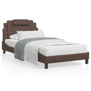 Bed met matras kunstleer bruin 100x200 cm