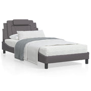 Bed met matras kunstleer grijs 100x200 cm