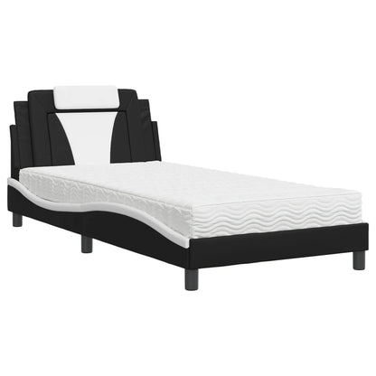 Bed Met Matras Kunstleer Zwart En Wit 100X200 Cm