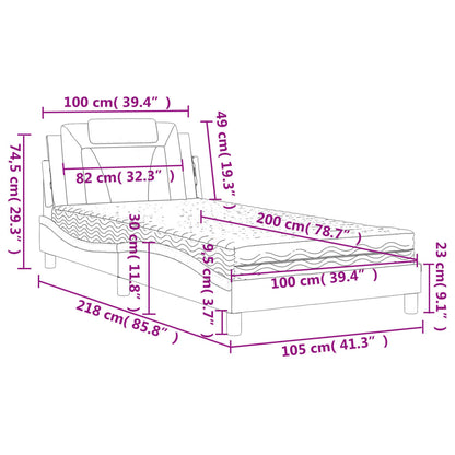 Bed Met Matras Kunstleer Zwart En Wit 100X200 Cm