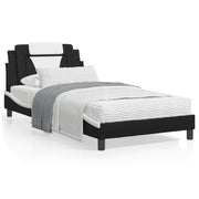 Bed met matras 100x200 cm kunstleer zwart wit