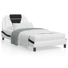 Bed Met Matras Kunstleer Wit En Zwart 100X200 Cm