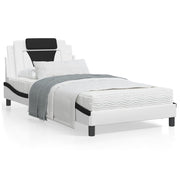 Bed met matras 100x200 cm kunstleer wit zwart