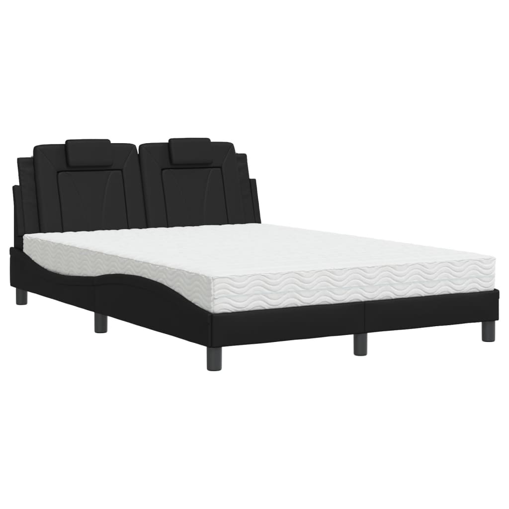 Bed Met Matras Kunstleer Zwart 120X200 Cm