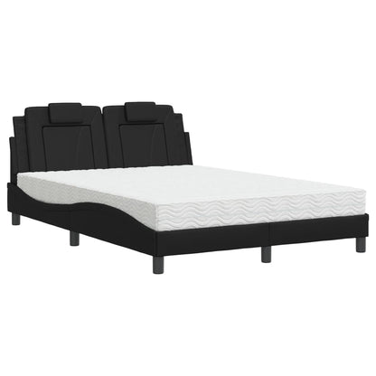Bed Met Matras Kunstleer Zwart 120X200 Cm
