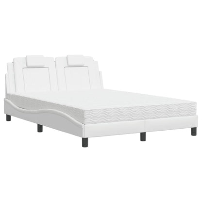 Bed Met Matras Kunstleer Wit 120X200 Cm