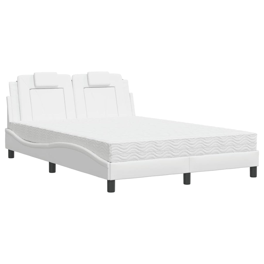Bed Met Matras Kunstleer Wit 120X200 Cm