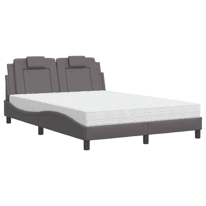 Bed Met Matras Kunstleer Grijs 120X200 Cm