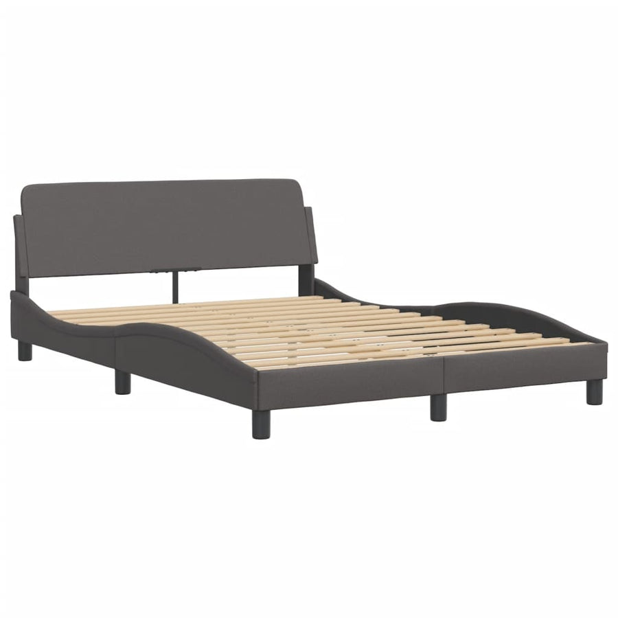 Bed Met Matras Kunstleer Grijs 120X200 Cm