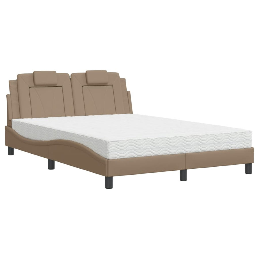 Bed Met Matras Kunstleer Cappuccinokleurig 120X200 Cm