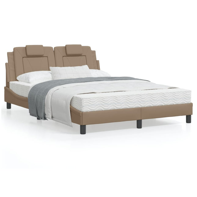 Bed Met Matras Kunstleer Cappuccinokleurig 120X200 Cm