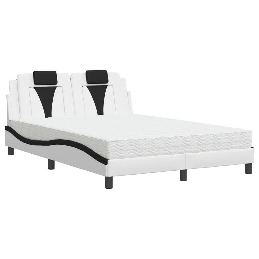Bed Met Matras Kunstleer Zwart En Wit 120X200 Cm