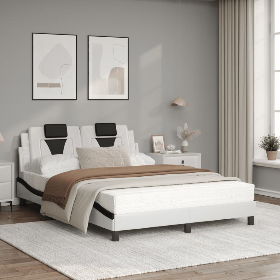 Bed Met Matras Kunstleer Zwart En Wit 120X200 Cm