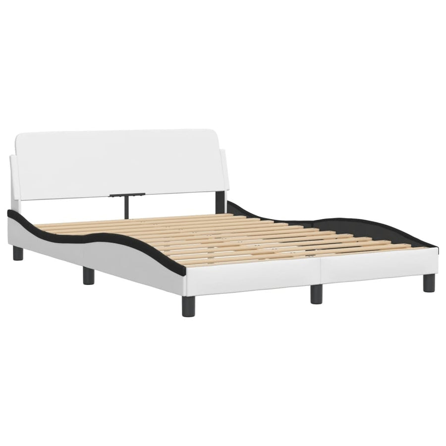 Bed Met Matras Kunstleer Zwart En Wit 120X200 Cm