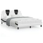 Bed "Viana" with mattress faux leather black and white 120x200 cm