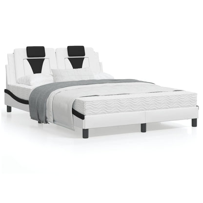 Bed Met Matras Kunstleer Zwart En Wit 120X200 Cm