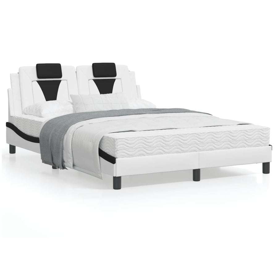 Bed Met Matras Kunstleer Zwart En Wit 120X200 Cm