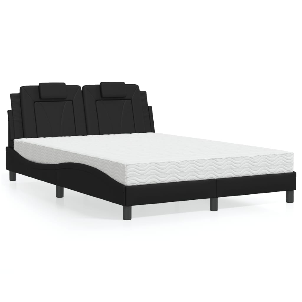 Bed met matras kunstleer zwart 140x190 cm