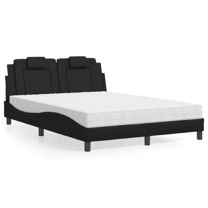 Bed met matras kunstleer zwart 140x190 cm