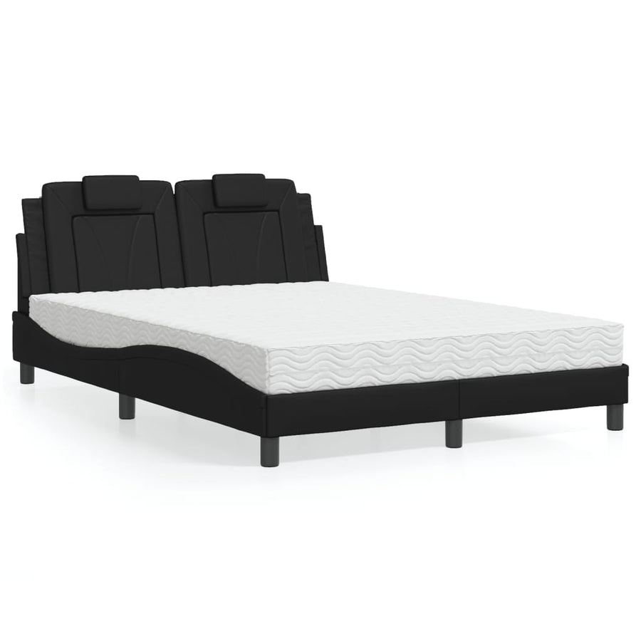 Bed met matras kunstleer zwart 140x190 cm