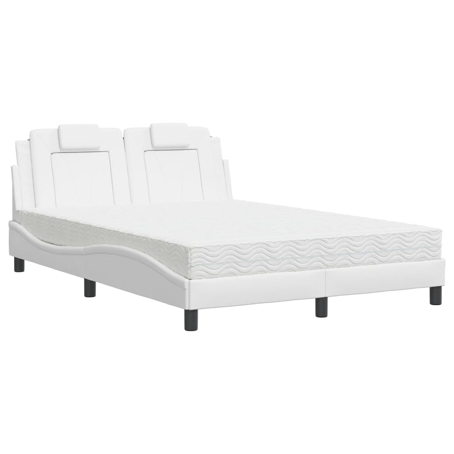 Bed met matras kunstleer wit 140x190 cm