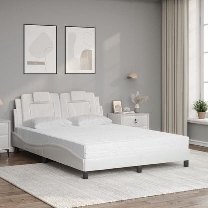 Bed met matras kunstleer wit 140x190 cm