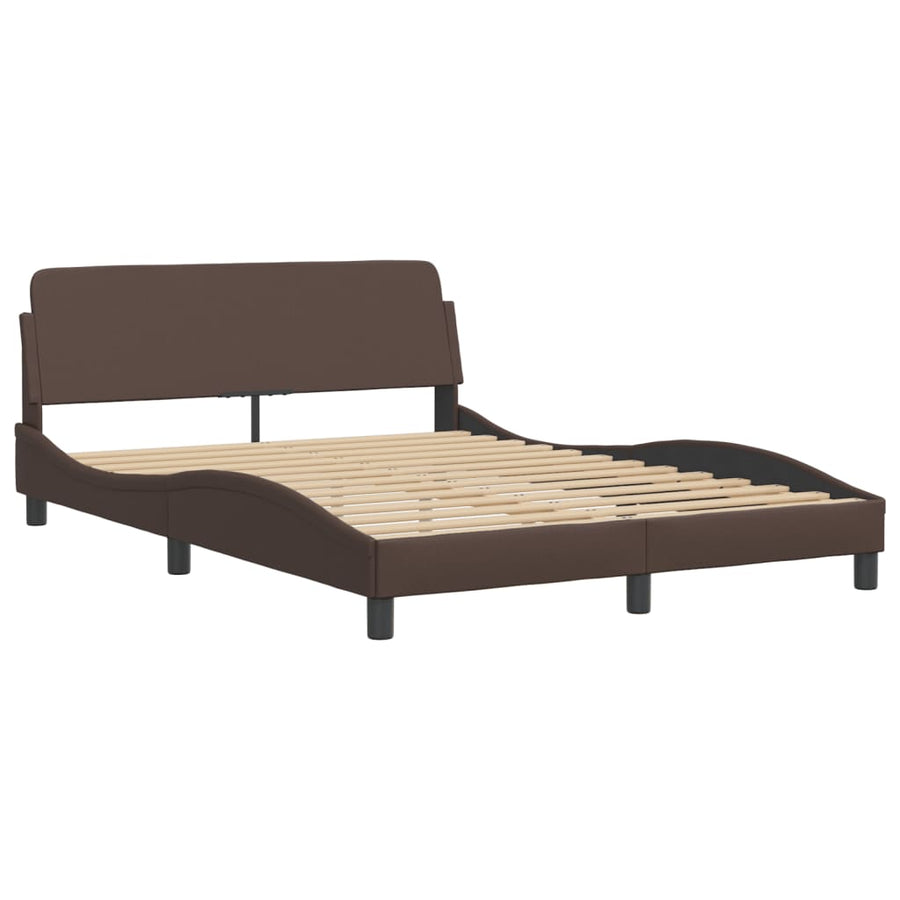 Bed met matras kunstleer bruin 140x190 cm