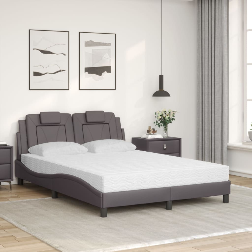Bed met matras kunstleer grijs 140x190 cm
