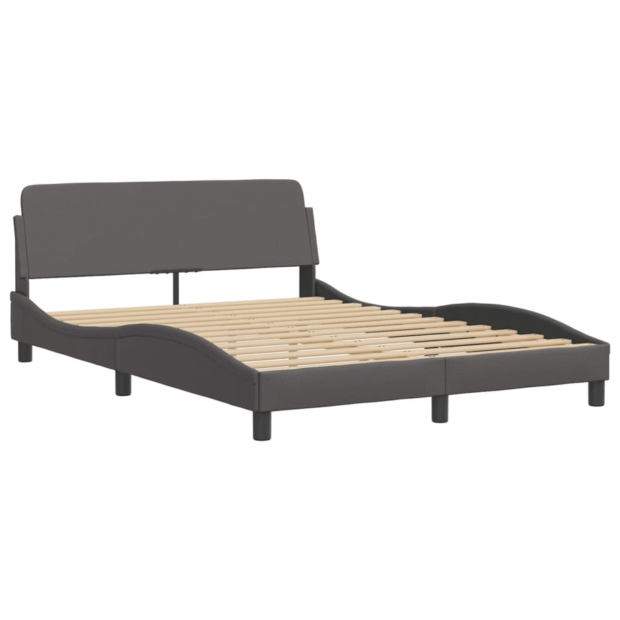 Bed met matras kunstleer grijs 140x190 cm