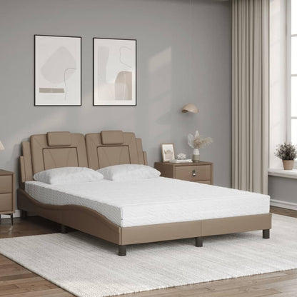 Bed "Viana" met matras kunstleer cappuccinokleurig 140x190 cm