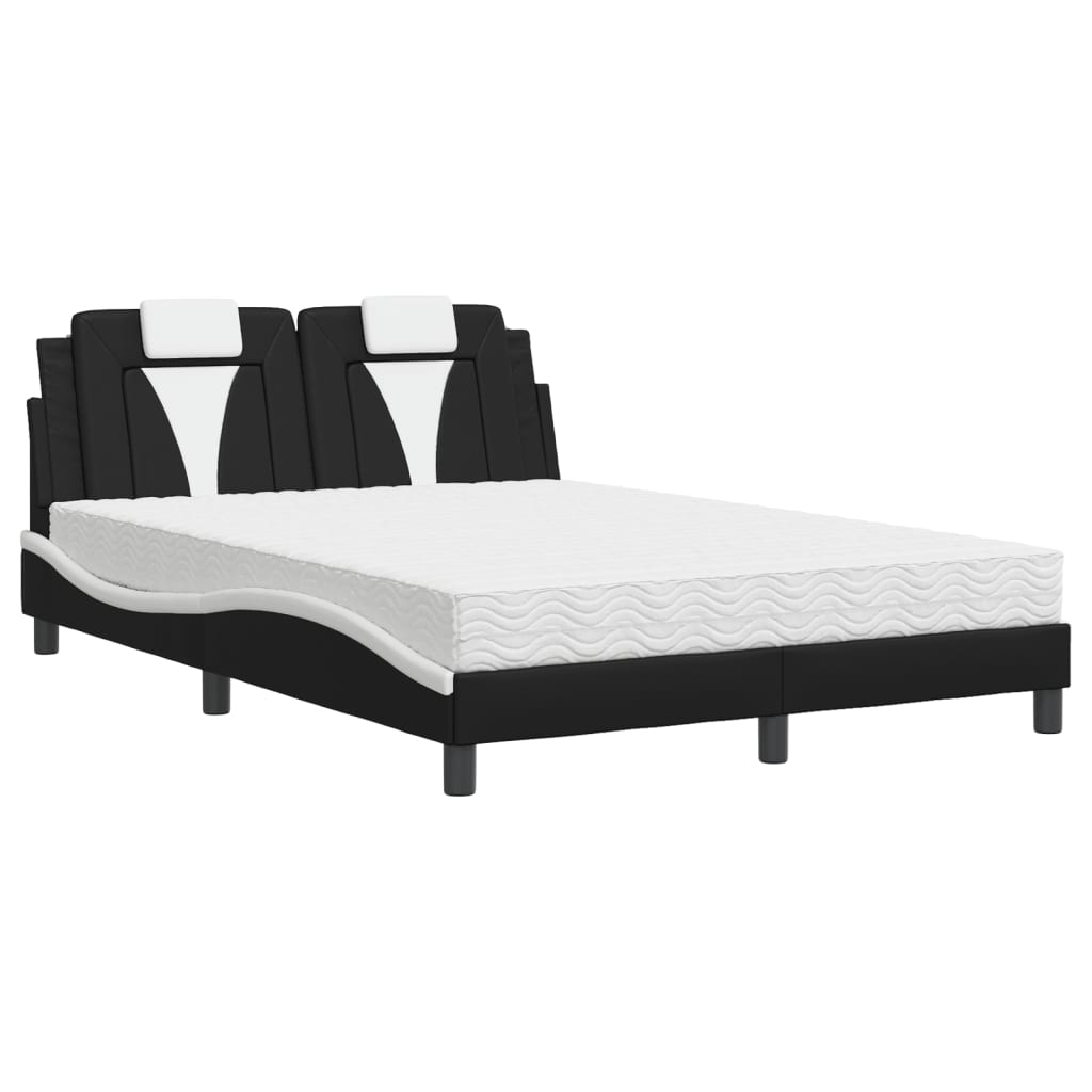 Bed met matras kunstleer zwart en wit 140x190 cm