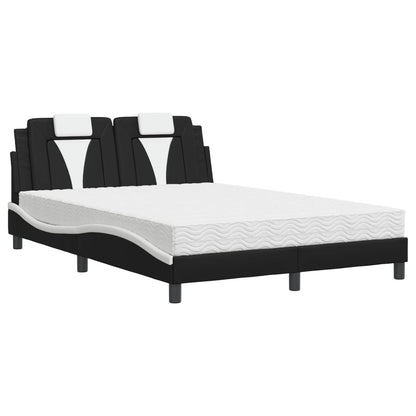 Bed met matras kunstleer zwart en wit 140x190 cm