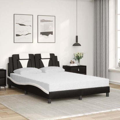 Bed met matras kunstleer zwart en wit 140x190 cm