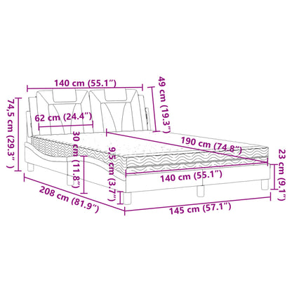 Bed met matras kunstleer zwart en wit 140x190 cm