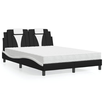 Bed met matras kunstleer zwart en wit 140x190 cm