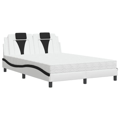 Bed met matras kunstleer wit en zwart 140x190 cm