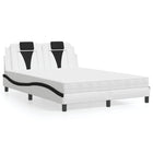 Bed "Viana" with mattress faux leather white and black 140x190 cm