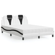 Bed met matras kunstleer wit zwart 140x190 cm