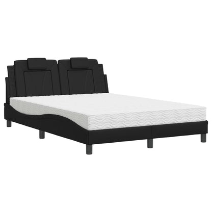 Bed met matras kunstleer zwart 140x200 cm