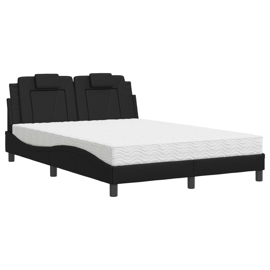 Bed met matras kunstleer zwart 140x200 cm