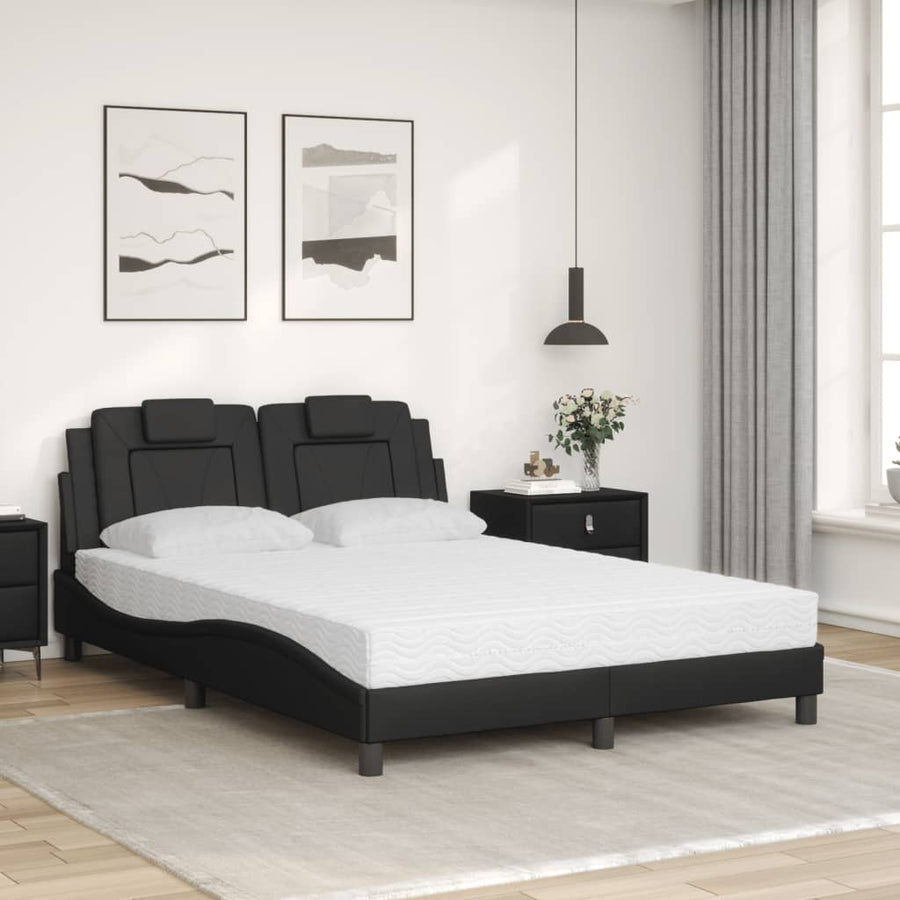 Bed met matras kunstleer zwart 140x200 cm