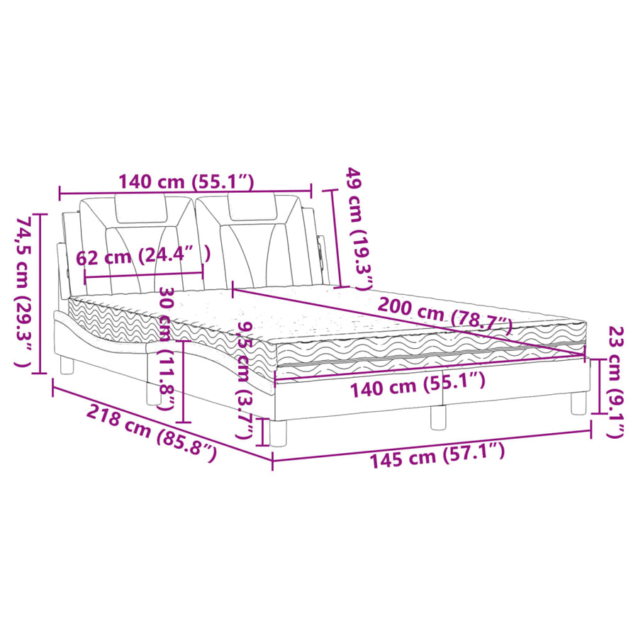 Bed met matras kunstleer zwart 140x200 cm