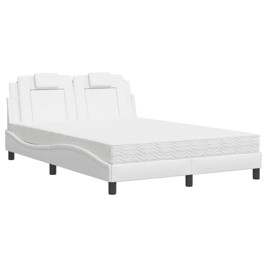 Bed met matras kunstleer wit 140x200 cm