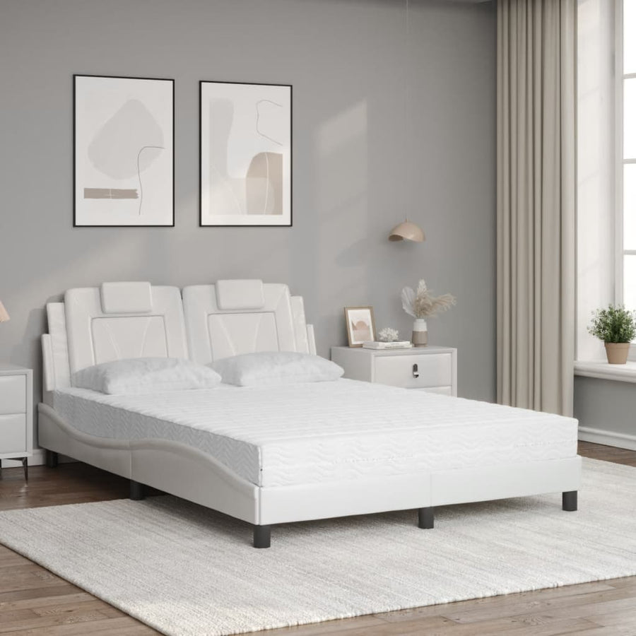 Bed met matras kunstleer wit 140x200 cm